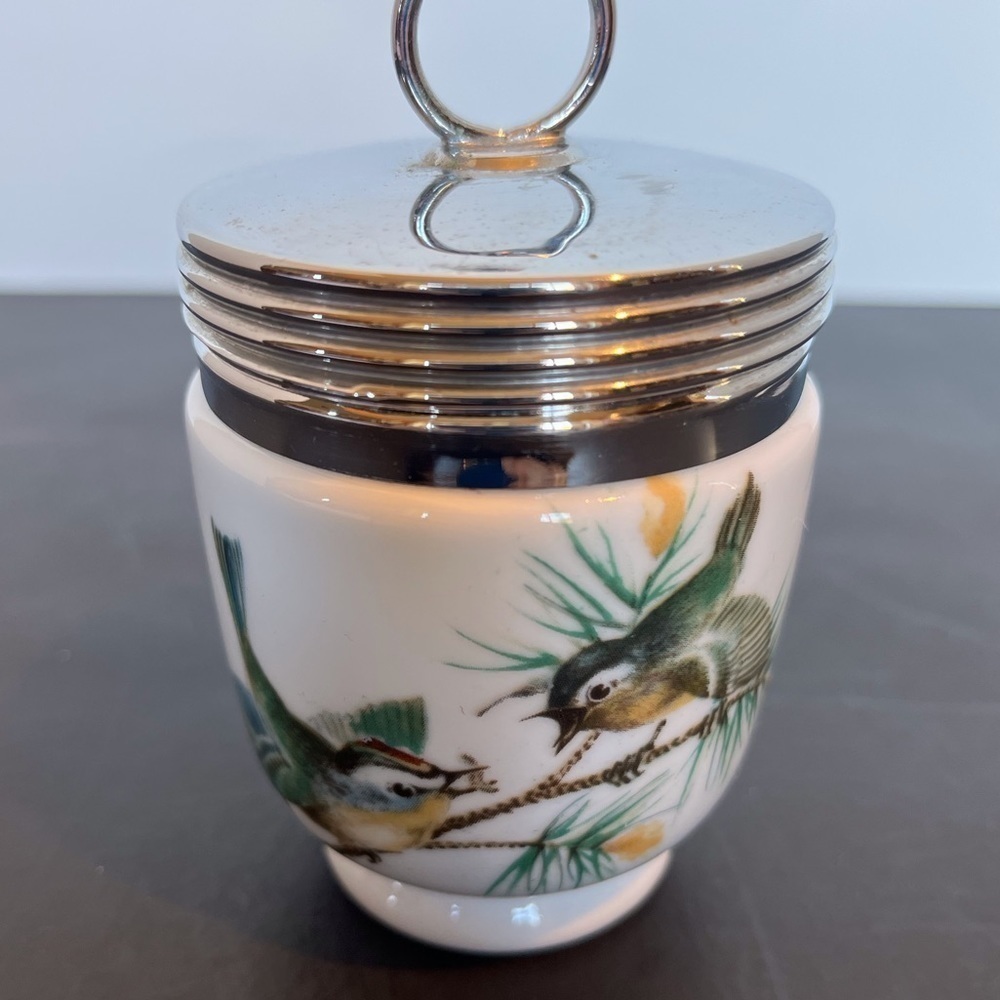Royal Worcester Porcelain Large Egg Coddler- Birds